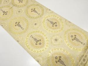 アンティーク　丸に花更紗模様織り出し袋帯（材料）